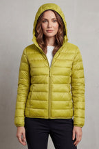 Women's Puffer Jacket with Hood and Full-Length Zip
