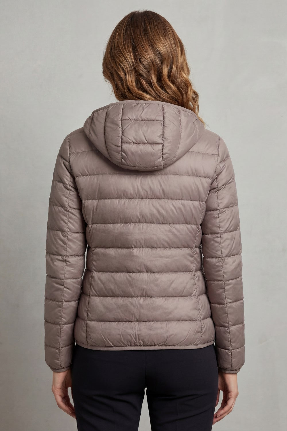 Women's Puffer Jacket with Hood and Full-Length Zip