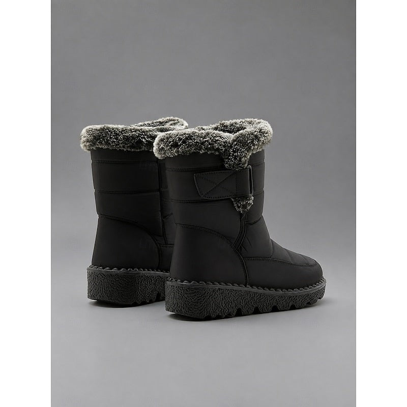Women's Quilted Snow Boots with Fur Trim