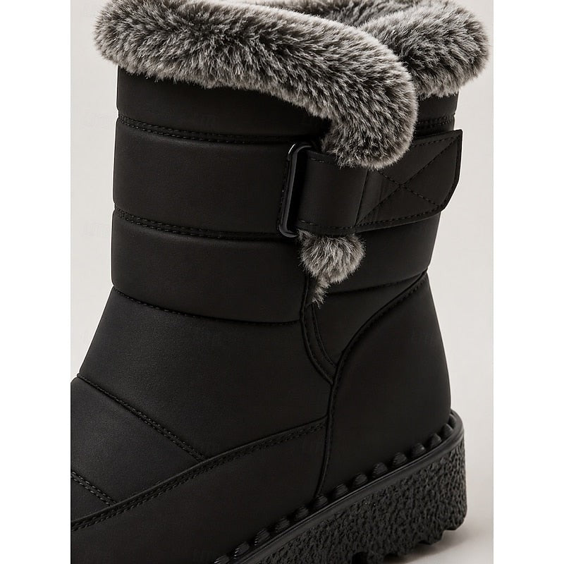 Women's Quilted Snow Boots with Fur Trim