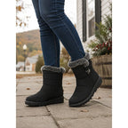Women's Quilted Snow Boots with Fur Trim