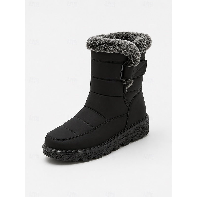Women's Quilted Snow Boots with Fur Trim