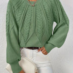Women's Relaxed Cable Knit Jumper with Lantern Sleeves