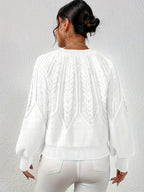 Women's Relaxed Cable Knit Jumper with Lantern Sleeves