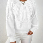 Women's Relaxed Cable Knit Jumper with Lantern Sleeves