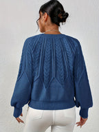 Women's Relaxed Cable Knit Jumper with Lantern Sleeves