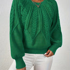 Women's Relaxed Cable Knit Jumper with Lantern Sleeves