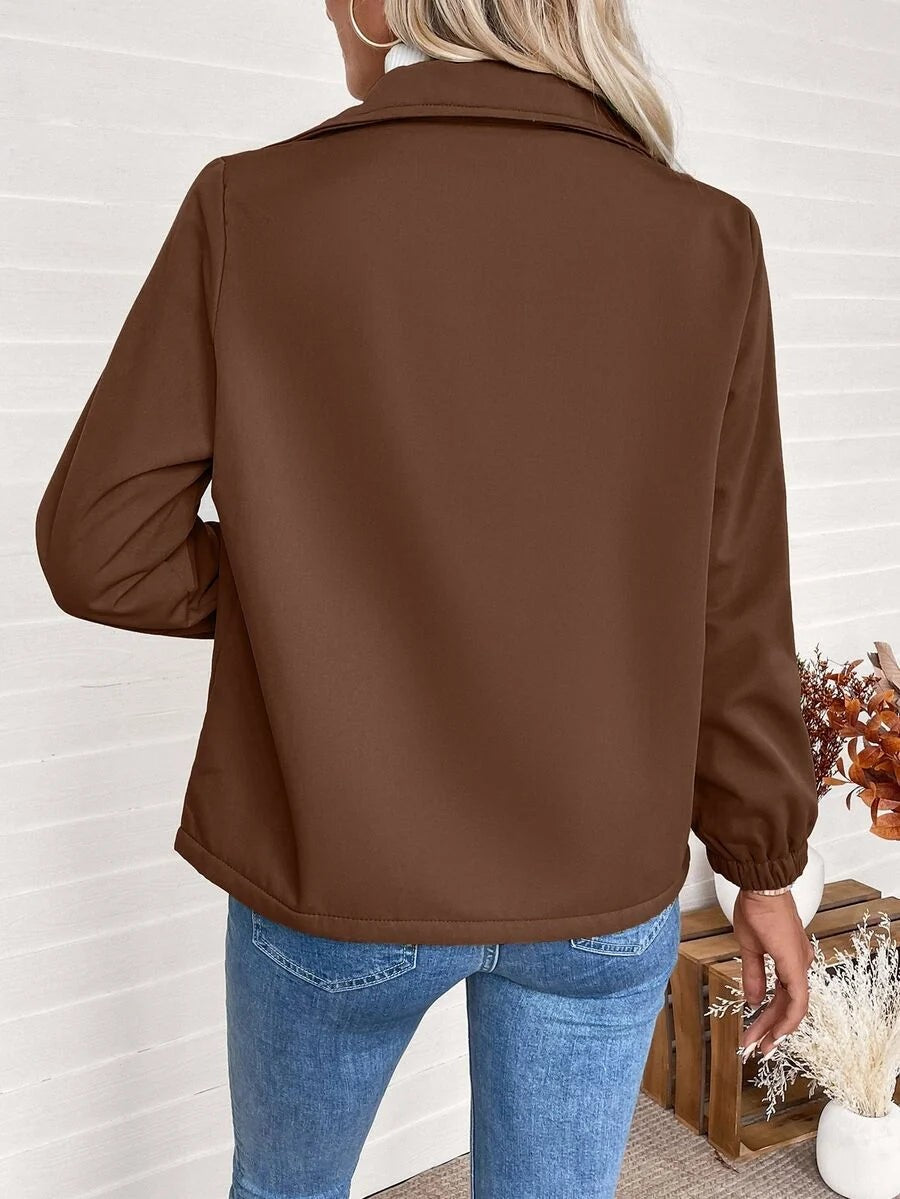 Women's Relaxed Shearling Jacket with Sherpa Lining