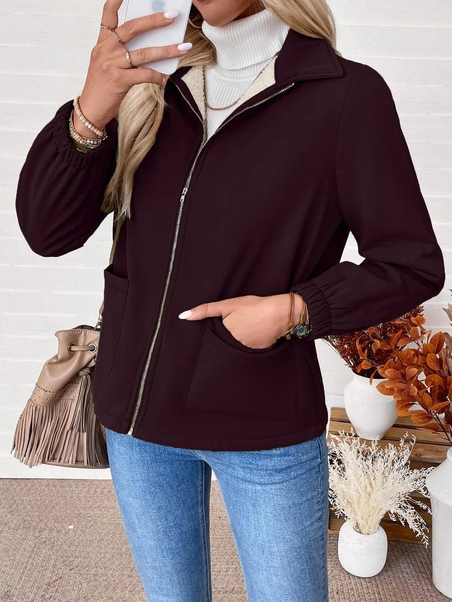 Women's Relaxed Shearling Jacket with Sherpa Lining