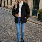 Women's Relaxed Shearling Jacket with Sherpa Lining
