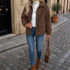Women's Relaxed Shearling Jacket with Sherpa Lining