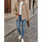 Women's Relaxed Shearling Jacket with Sherpa Lining