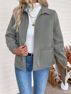 Women's Relaxed Shearling Jacket with Sherpa Lining