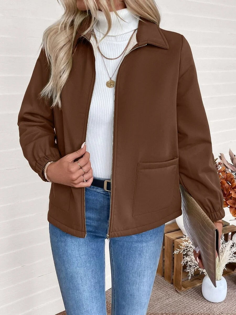 Women's Relaxed Shearling Jacket with Sherpa Lining