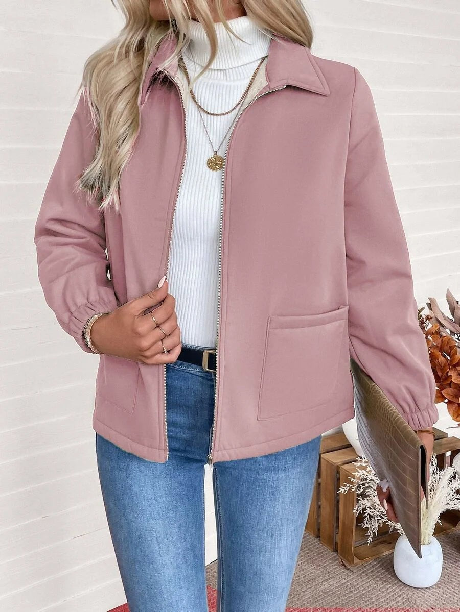 Women's Relaxed Shearling Jacket with Sherpa Lining