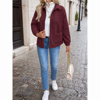 Women's Relaxed Shearling Jacket with Sherpa Lining