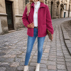 Women's Relaxed Shearling Jacket with Sherpa Lining