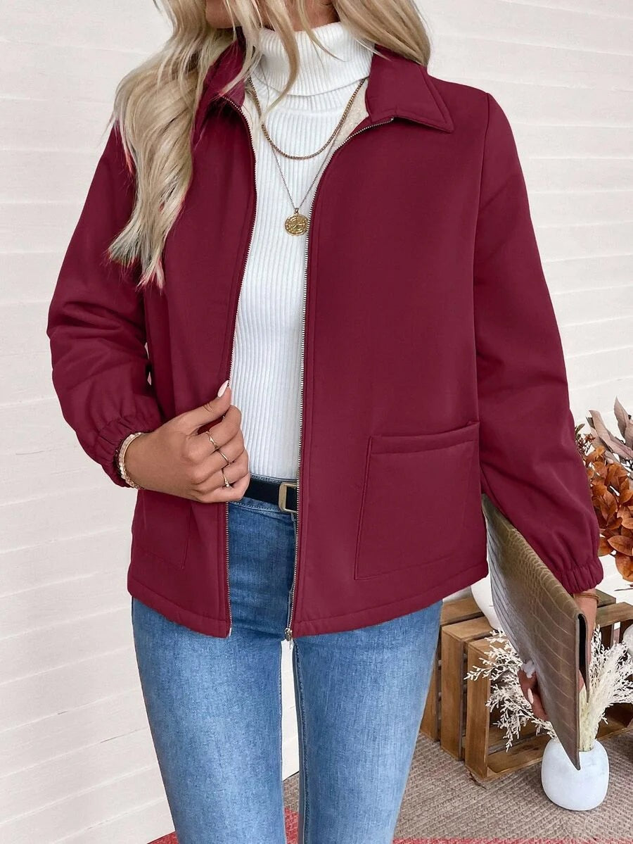 Women's Relaxed Shearling Jacket with Sherpa Lining