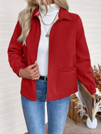 Women's Relaxed Shearling Jacket with Sherpa Lining