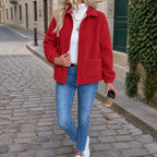 Women's Relaxed Shearling Jacket with Sherpa Lining