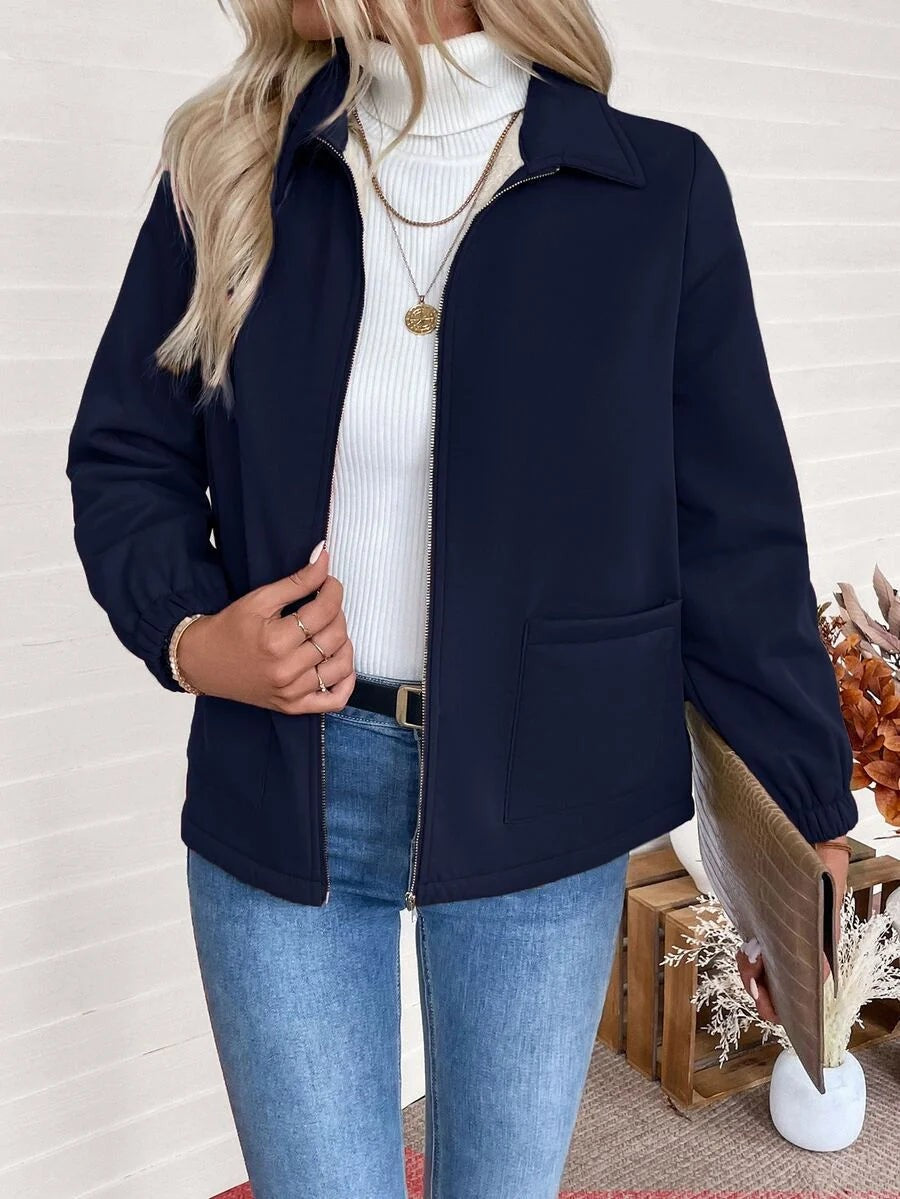 Women's Relaxed Shearling Jacket with Sherpa Lining