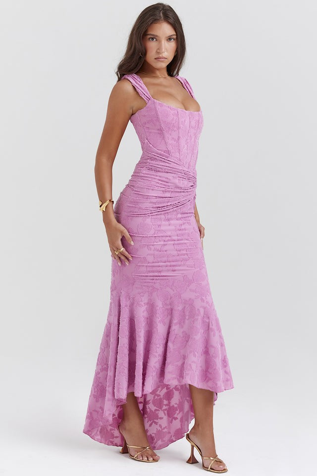Women's Ruched Bodycon Maxi Wedding Guest Dress