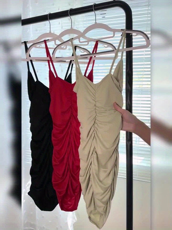 Women's Ruched V-Neck Bodycon Cocktail Dress