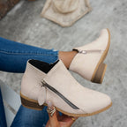 Women's Side-Zip Block Heel Ankle Boots