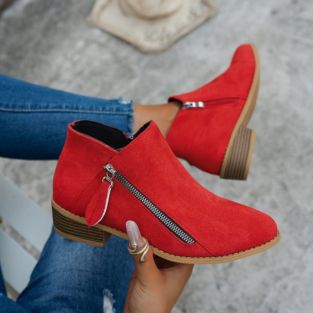 Women's Side-Zip Block Heel Ankle Boots