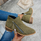 Women's Side-Zip Block Heel Ankle Boots