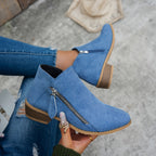 Women's Side-Zip Block Heel Ankle Boots