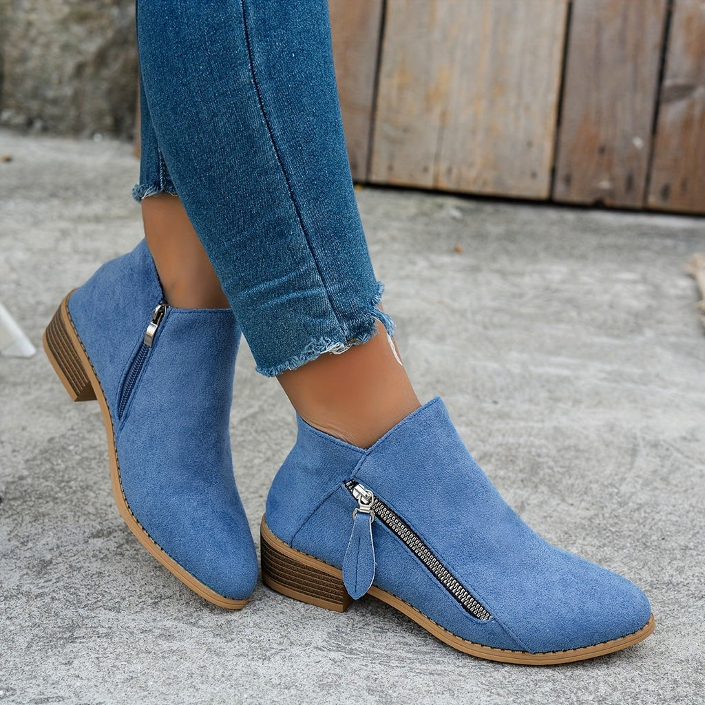 Women's Side-Zip Block Heel Ankle Boots