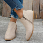 Women's Side-Zip Block Heel Ankle Boots