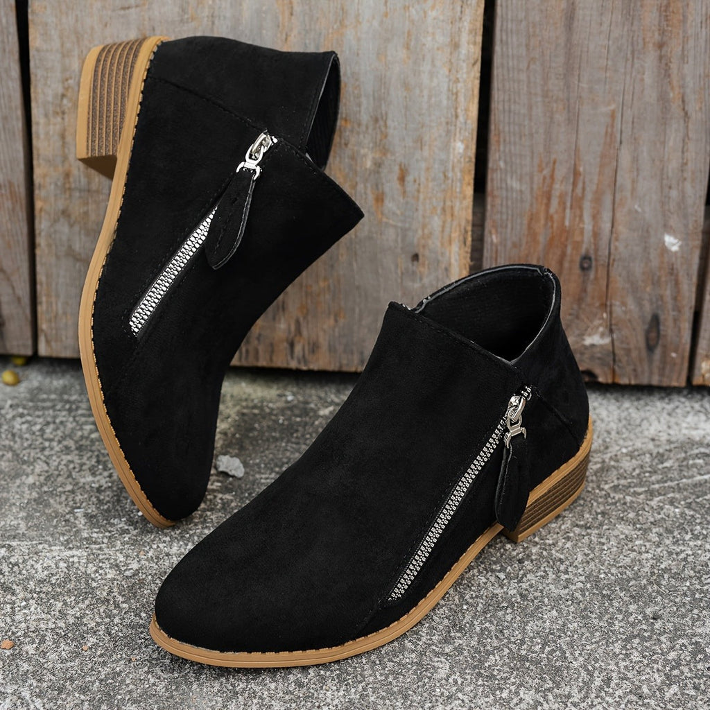 Women's Side-Zip Block Heel Ankle Boots