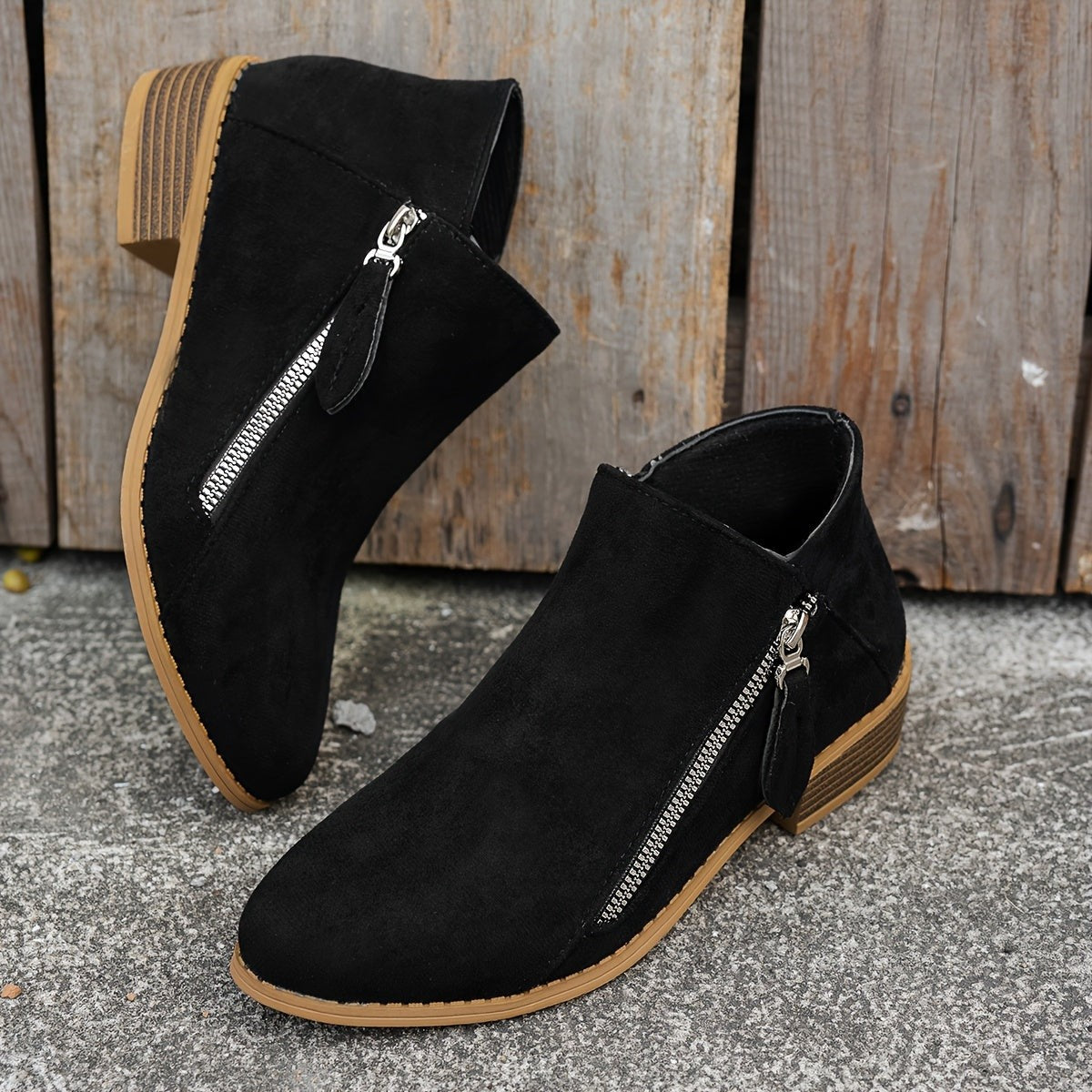 Women's Side-Zip Block Heel Ankle Boots