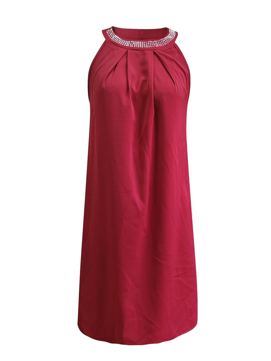 Women's Sleeveless Party Dresses with Embellished Neckline