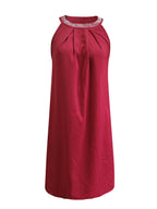 Women's Sleeveless Party Dresses with Embellished Neckline