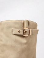 Women's Slouch Knee High Boots with Double Buckles