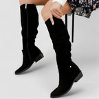 Women's Slouch Knee High Boots with Low Block Heel