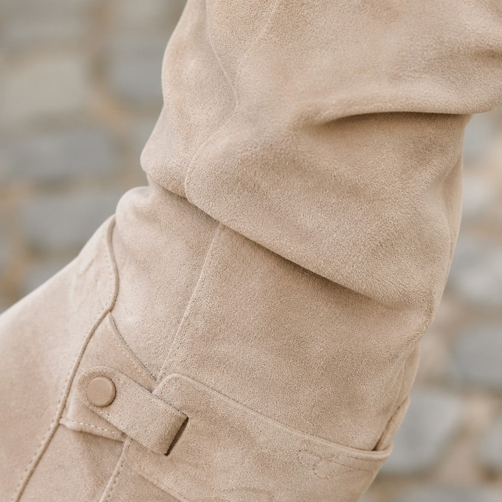 Women's Slouch Knee High Boots with Low Block Heel