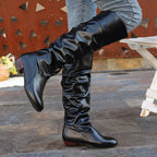 Women's Slouch Knee High Boots with Low Heel