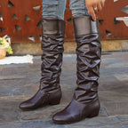Women's Slouch Knee High Boots with Low Heel