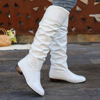 Women's Slouch Knee High Boots with Low Heel