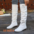 Women's Slouch Knee High Boots with Low Heel
