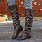 Women's Slouch Knee High Boots with Low Heel