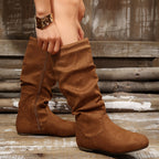Women's Slouched Knee High Boots with Low Heel