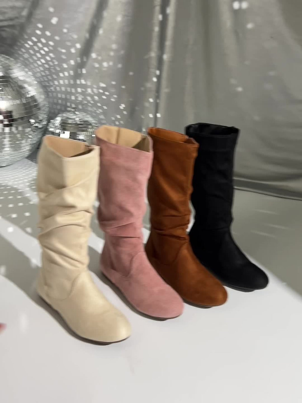 Women's Slouched Knee High Boots with Low Heel