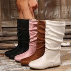 Women's Slouched Knee High Boots with Low Heel