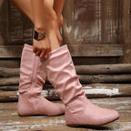 Women's Slouched Knee High Boots with Low Heel