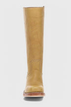 Women's Smooth Leather Block Heel Knee High Boots